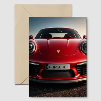 Red Porsche 911 Front View Dramatic Sky