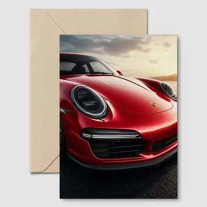 Red Porsche 911 Front Close Up Sunset