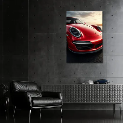 Red Porsche 911 Front Close Up Sunset