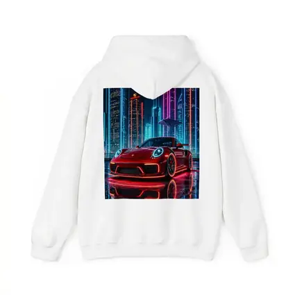 Porsche 911 Red Neon City Night