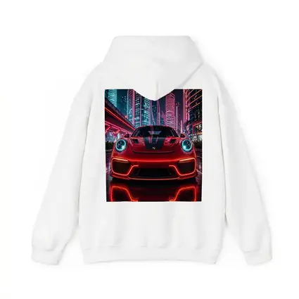Porsche 911 Red Neon Futuristic City Night