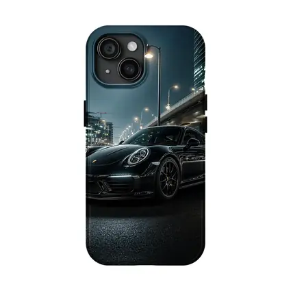 Porsche 911 Black Night City Streets