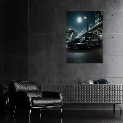 Porsche 911 Black Night City Streets
