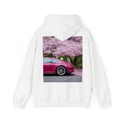 Pink Porsche 911 Under Cherry Blossom Trees