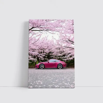 Porsche 911 Pink Under Cherry Blossom Trees