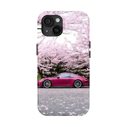 Porsche 911 Pink Under Cherry Blossom Trees