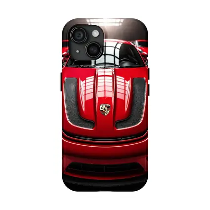 Red Porsche 911 Turbo Hood Dark Garage