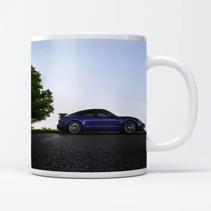 Porsche Taycan Blue Side Profile Road