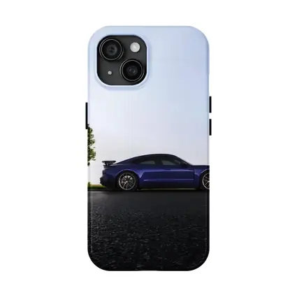Porsche Taycan Blue Side Profile Road