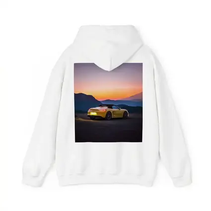 Porsche Boxster Yellow Rear Sunset Mountains