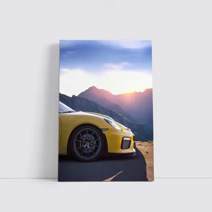 Yellow Porsche 911 GT2 Mountain Sunset