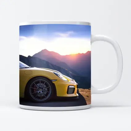 Yellow Porsche 911 GT2 Mountain Sunset