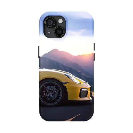 Yellow Porsche 911 GT2 Mountain Sunset