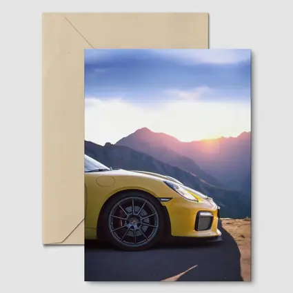 Yellow Porsche 911 GT2 Mountain Sunset