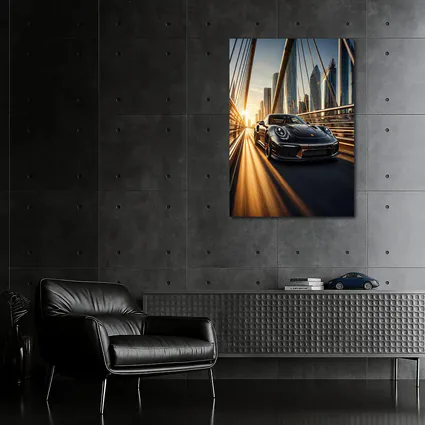 Porsche 911 Turbo S City Bridge Sunset