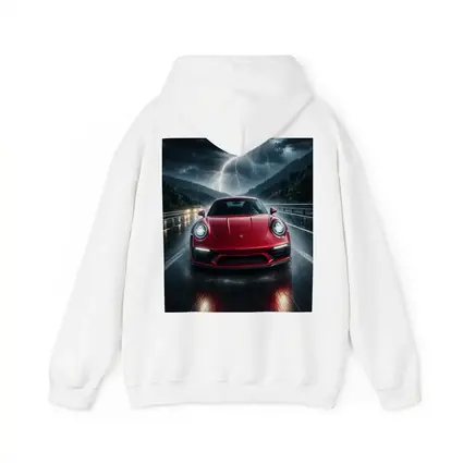 Red Porsche 911 Racing Through Lightning Storm