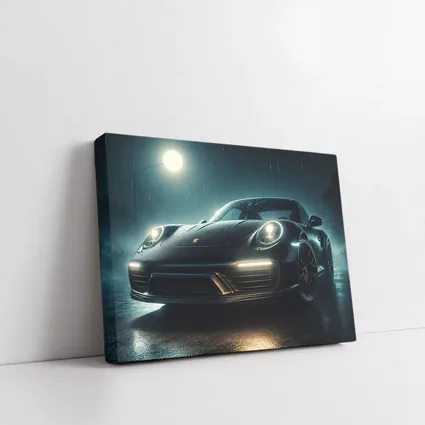 Porsche 911 Turbo Black Rainy Night