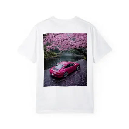 Pink Porsche 911 Under Cherry Blossom Trees