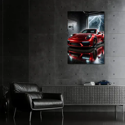 Red Porsche 911 GT2 RS Rain Storm