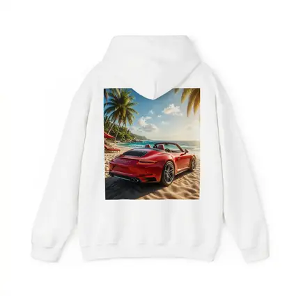 Red Porsche 911 Parked On Tropical Beach