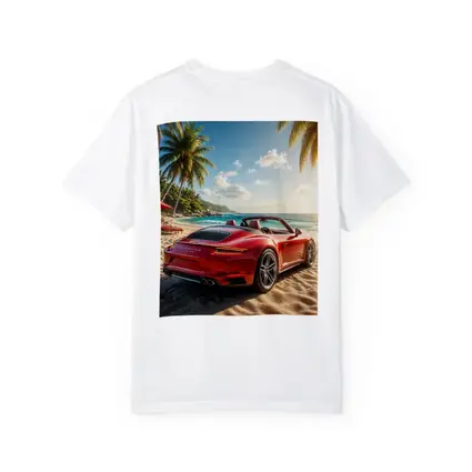 Red Porsche 911 Parked On Tropical Beach