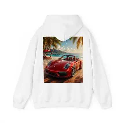 Red Porsche 911 Convertible Tropical Beach Setting