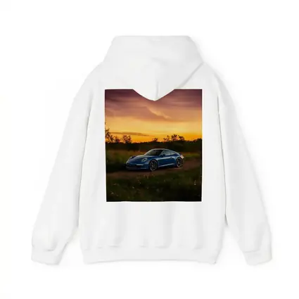 Porsche 911 Blue Coupe Sunset Field