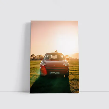 Porsche 911 Classic Red Sunset Field