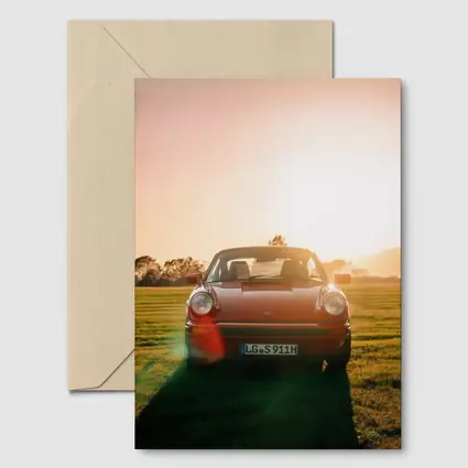 Porsche 911 Classic Red Sunset Field