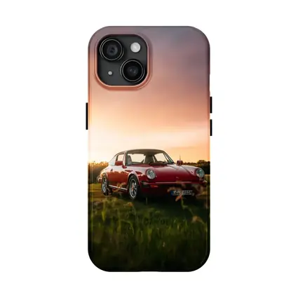 Classic Porsche 911 Red Sunset Field