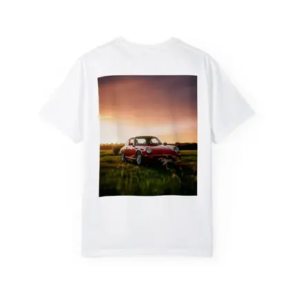 Classic Porsche 911 Red Sunset Field
