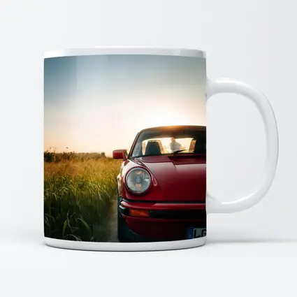 Red Porsche 911 Classic Field Sunset