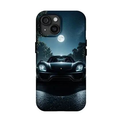Porsche 918 Spyder Night Road Moon