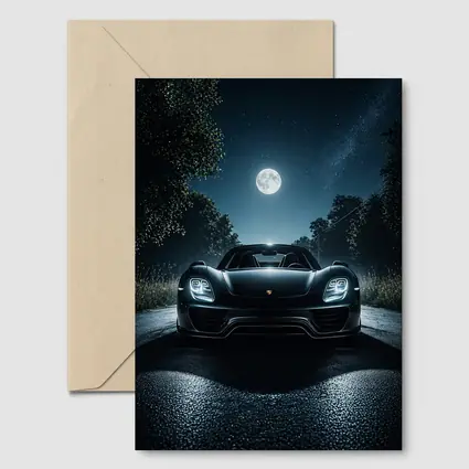 Porsche 918 Spyder Night Road Moon