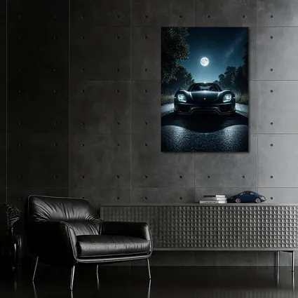 Porsche 918 Spyder Night Road Moon