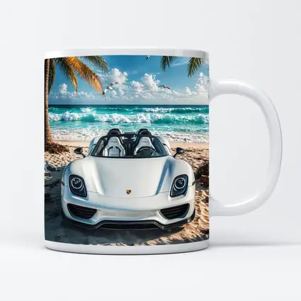 Porsche 918 Spyder White Beach Scene