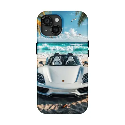 Porsche 918 Spyder White Beach Scene