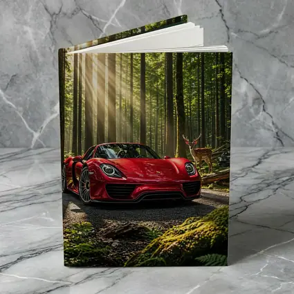 Red Porsche 918 Spyder Forest Deer