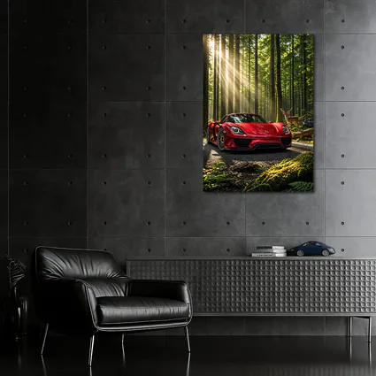 Red Porsche 918 Spyder Forest Deer