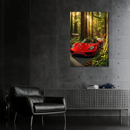 Porsche 918 Spyder Red Forest Setting