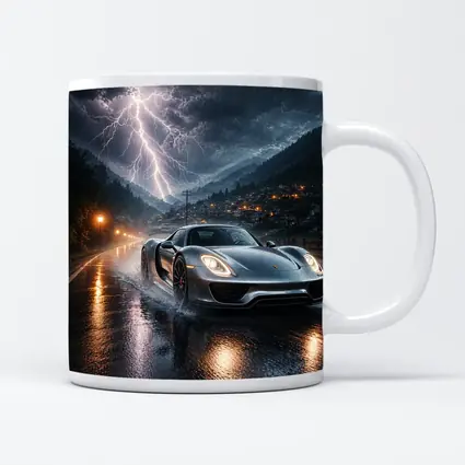 Porsche 918 Spyder Thunderstorm Rainy Road