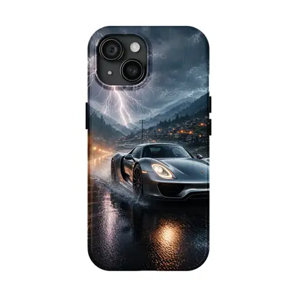 Porsche 918 Spyder Thunderstorm Rainy Road