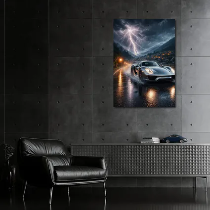 Porsche 918 Spyder Thunderstorm Rainy Road