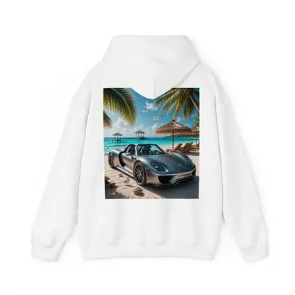 Porsche 918 Spyder Silver Beach Scene