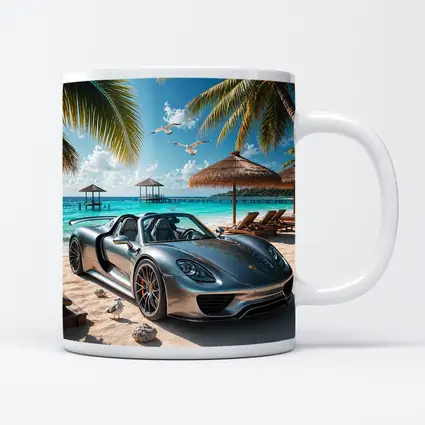 Porsche 918 Spyder Silver Beach Scene