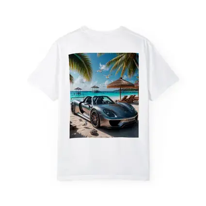 Porsche 918 Spyder Silver Beach Scene