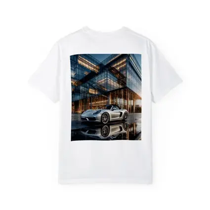 Porsche Boxster Silver Glass Building Sunset