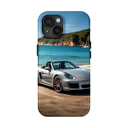 Porsche Boxster Silver Convertible Beach Setting