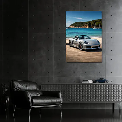 Porsche Boxster Silver Convertible Beach Setting