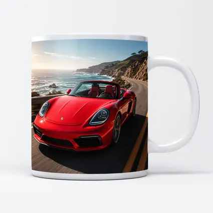 Red Porsche Boxster Speeding Coastal Highway